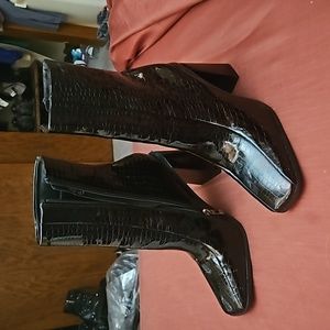 Super sexy imitation patent leather square toed boots size 9